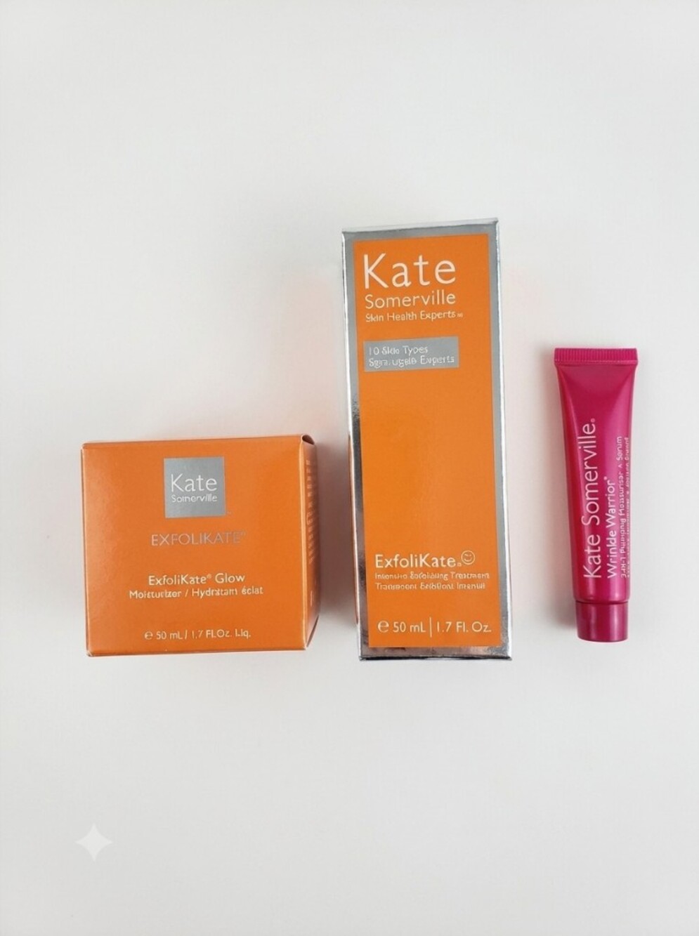 Kate Somerville 3pc Bundle: ExfoliKate Treatment & Glow Moisturizer, Wrinkle War
